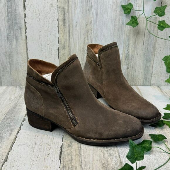 Born Women's Montoro Distressed Suede Ankle Boots Taupe Size 8.5/40 - Picture 1 of 7